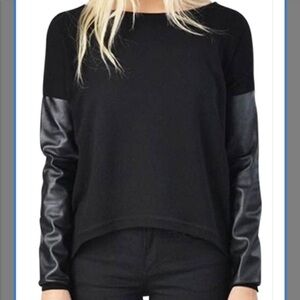 Generation Love Black Perforated Faux Leather Sleeve Sweater